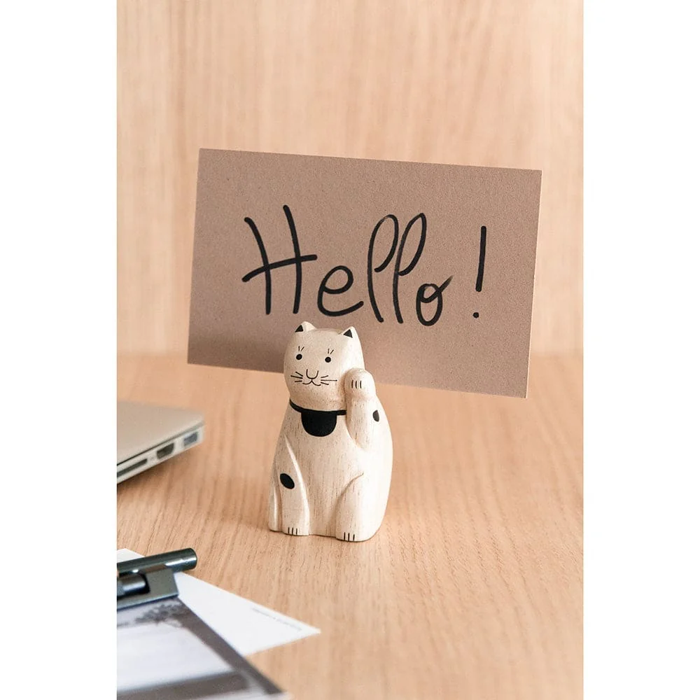 Figurine Chat Porte-bonheur en bois | Engimon - Image 2