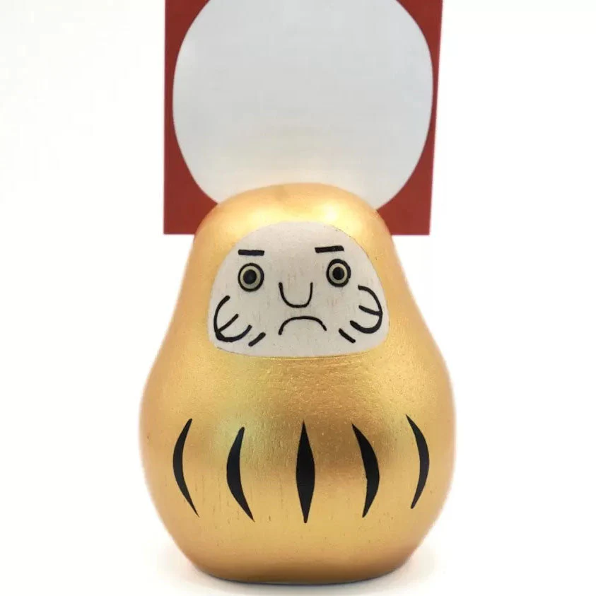 Figurine Daruma Or en bois - Image 5