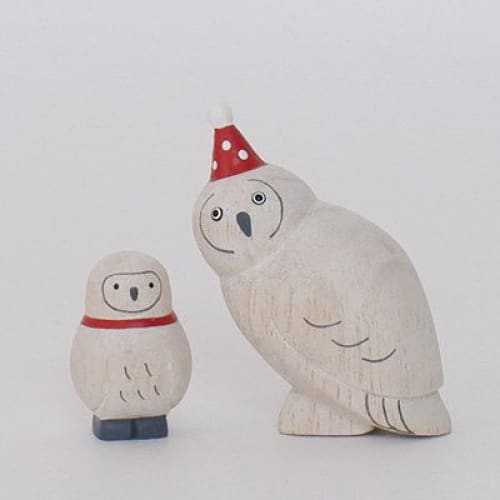Figurine en bois - Bébé chouette écharpe rouge - Image 6