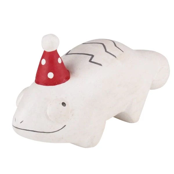 Figurine en bois - Caméléon avec chapeau de fête