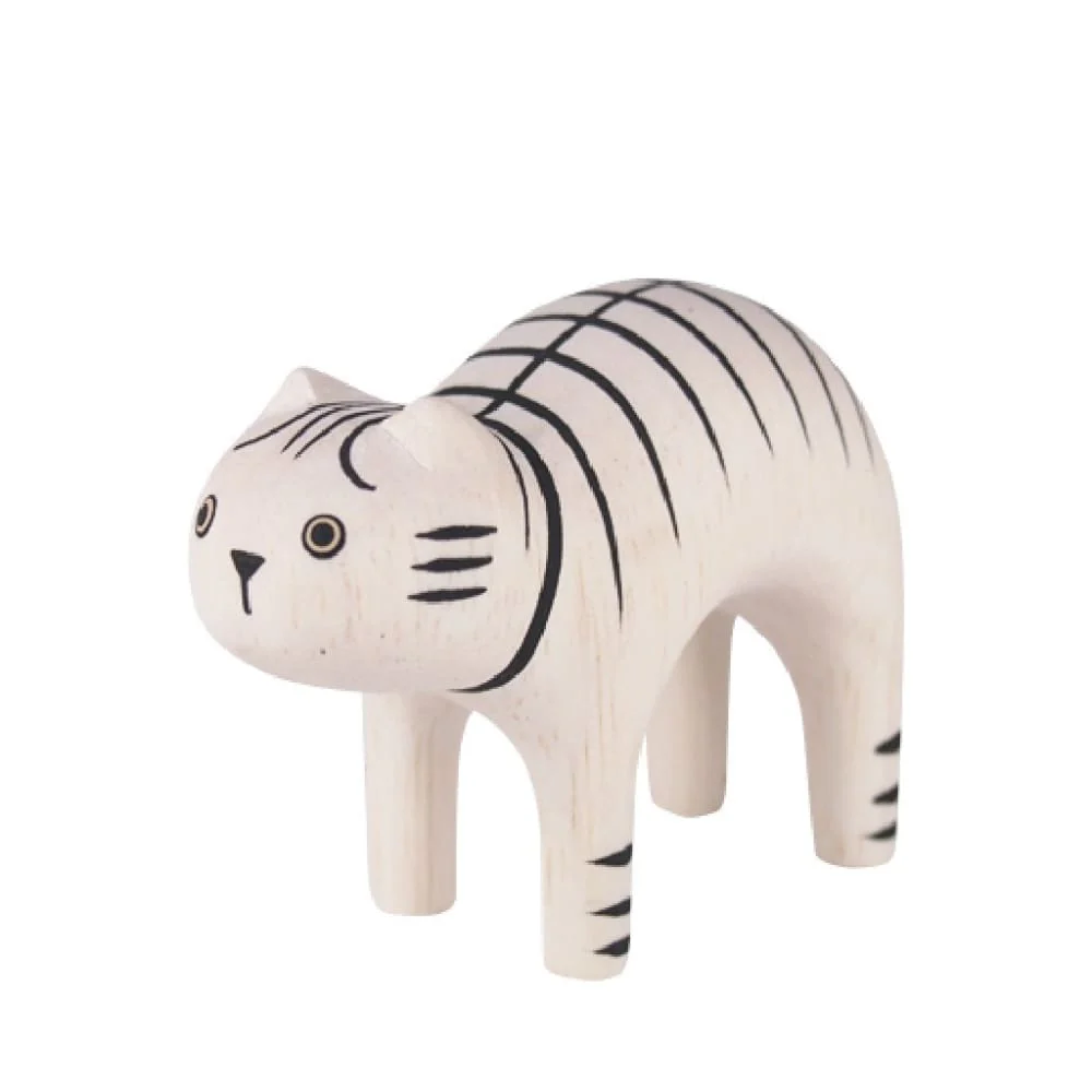 Figurine en bois - Chat tigré