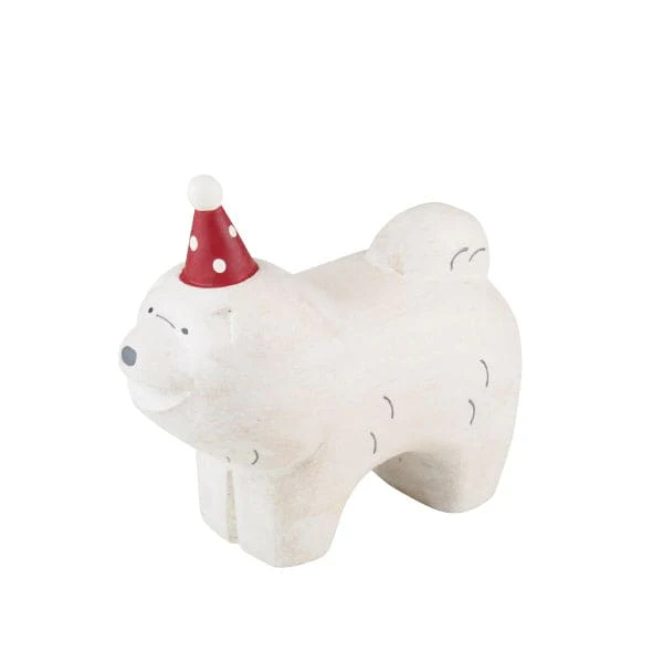 Figurine en bois - Chow chow avec chapeau de fĂȘte