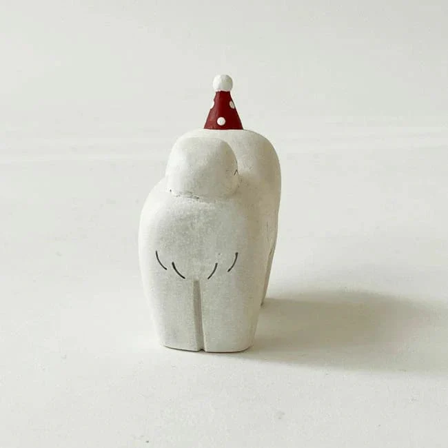 Figurine en bois - Chow chow avec chapeau de fĂȘte - Image 3