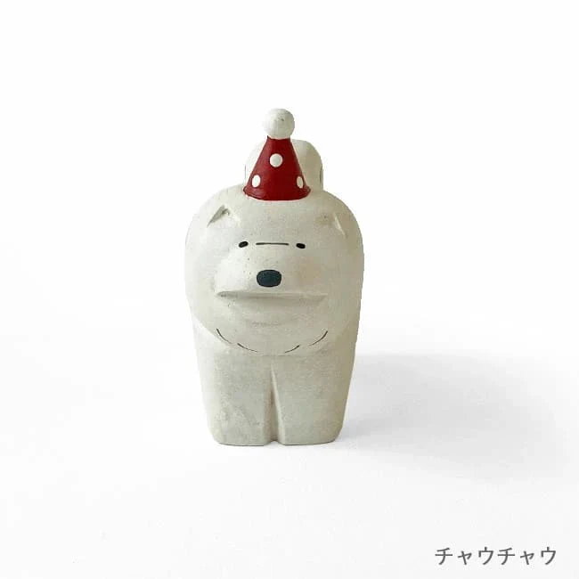 Figurine en bois - Chow chow avec chapeau de fĂȘte - Image 5