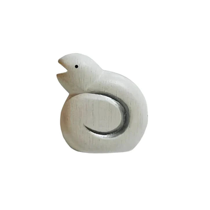 Figurine en bois - Collection zodiaque - Serpent argent