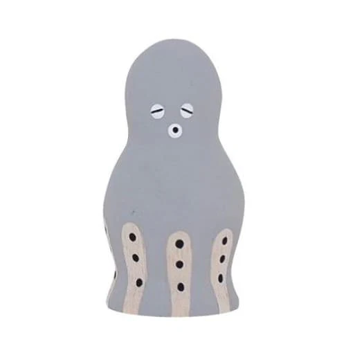 Figurine en bois été - Poulpe gris