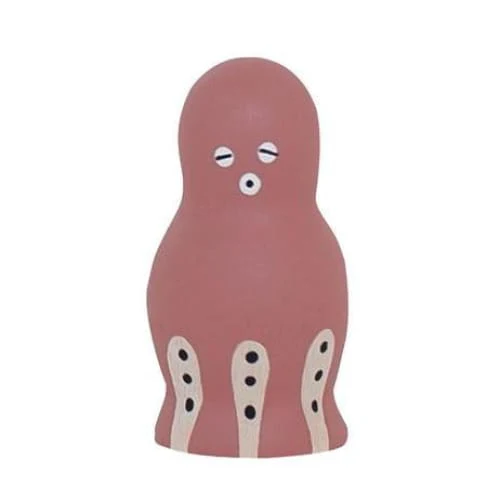Figurine en bois été - Poulpe rose