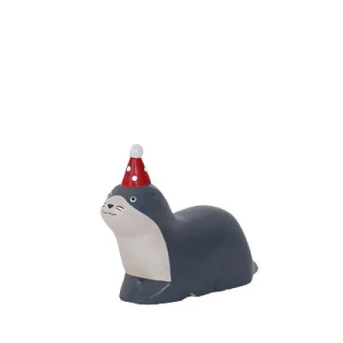 Figurine en bois - Loutre avec chapeau de fête
