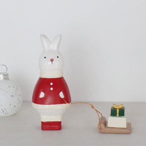Figurine en bois Noël - Lapin avec cadeau de Noël - Image 7