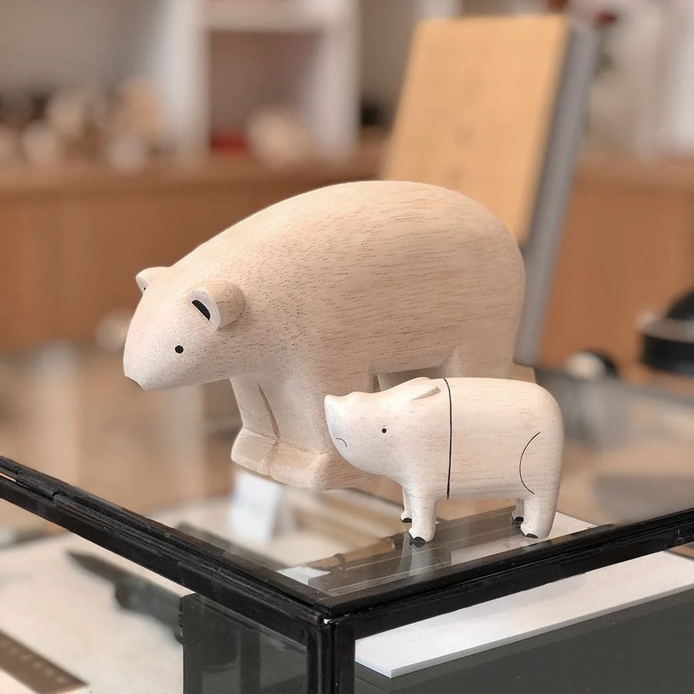 Figurine en bois grande taille  - Ours Polaire - Image 2