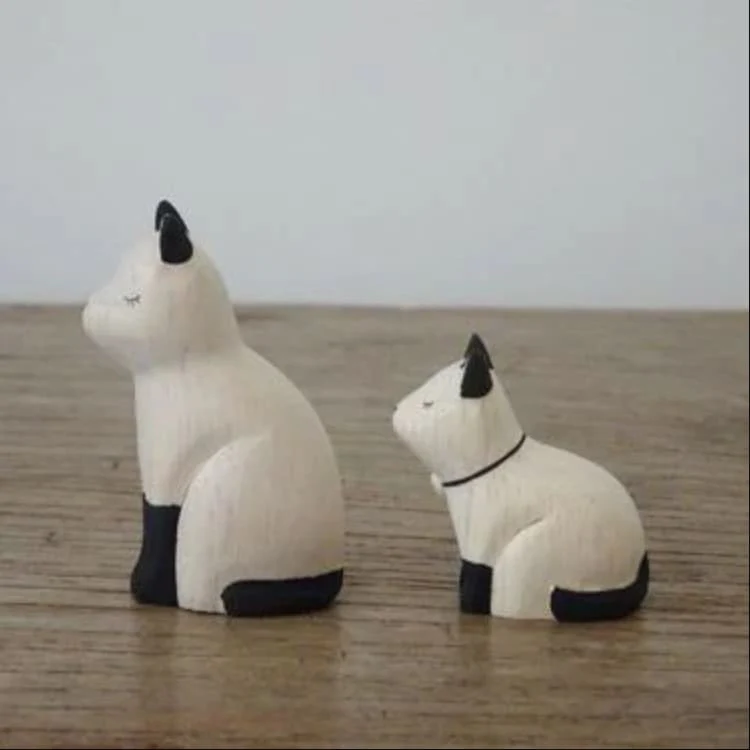Figurine en bois Oyako - Chaton Siamois - Image 3