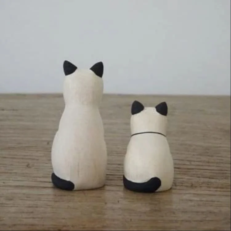 Figurine en bois Oyako - Chaton Siamois - Image 4