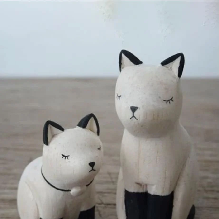 Figurine en bois Oyako - Chaton Siamois - Image 5