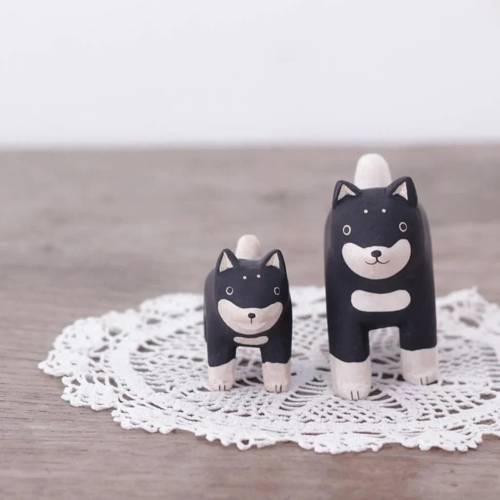 Figurine en bois Oyako - Parent chien Chiba inu - Image 7