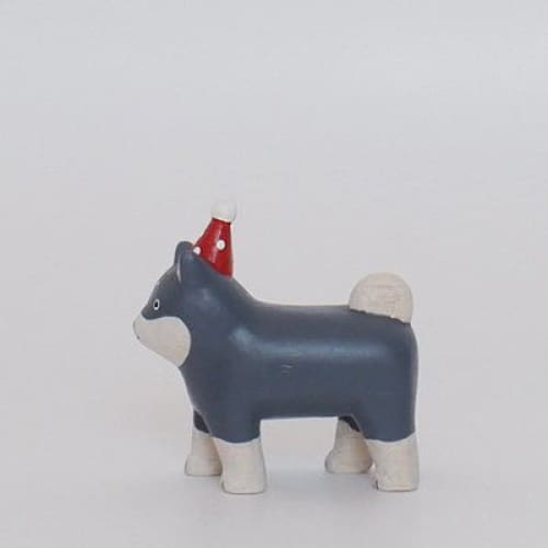 Figurine en bois - Parent chien Shiba inu avec chapeau de fête - Image 3