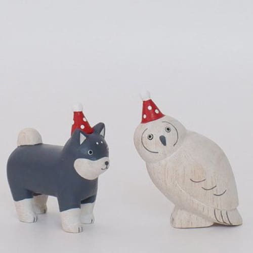 Figurine en bois - Parent chouette avec chapeau de fête - Image 7