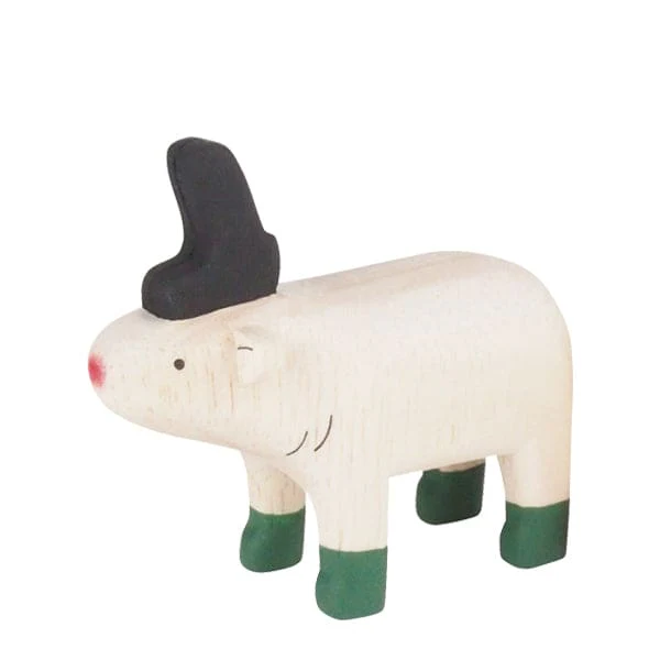 Figurine en bois - Renne de Noël aux chaussettes vertes