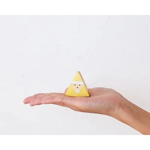 Figurine en Bois triangulaire - Père Noël - Doré - Image 4