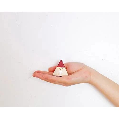 Figurine en Bois triangulaire - Père Noël - Rouge - Image 4