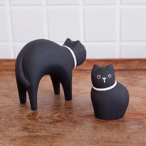Figurine Enfant Chat noir en Bois - Image 6