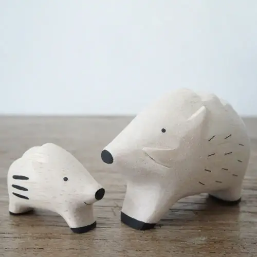Figurine Famille sangliers en Bois - Image 3