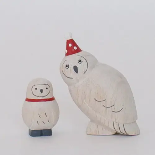 Figurine Hibou de Noël Enfant en Bois - Image 3