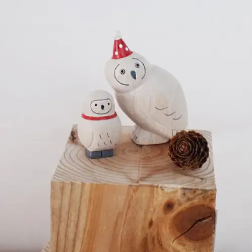 Figurine Hibou de Noël Enfant en Bois - Image 5