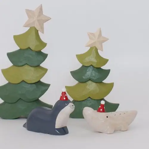 Figurine Loutre de Noël en Bois - Image 4
