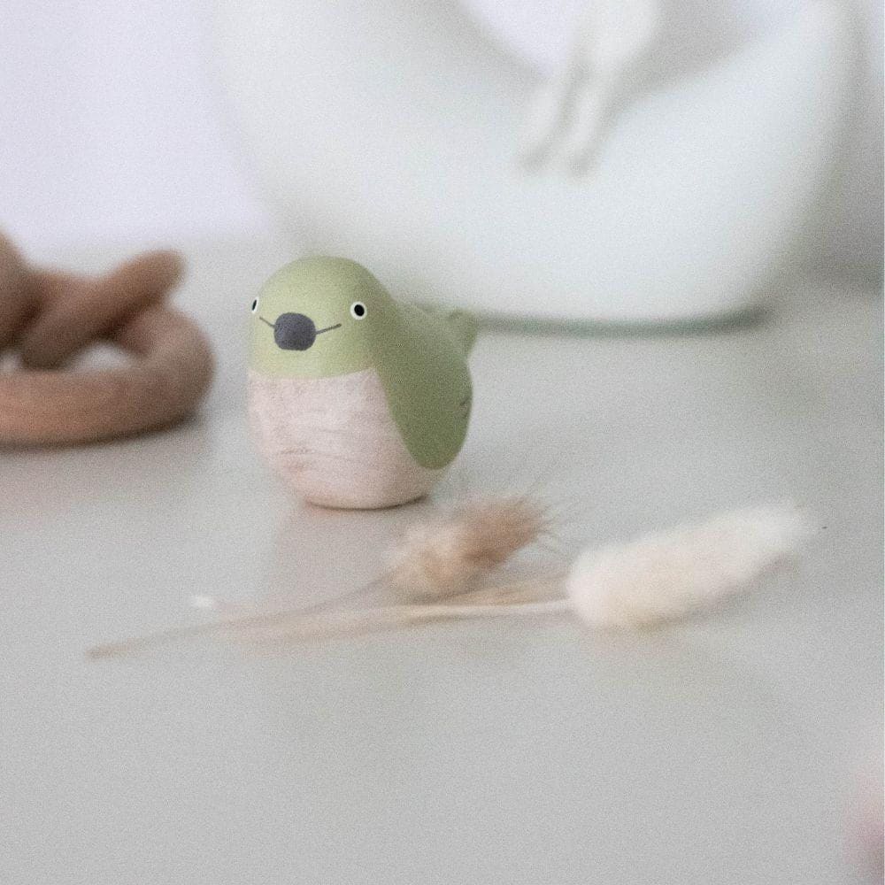 Figurine Oiseau aux yeux blancs en Bois - Image 3