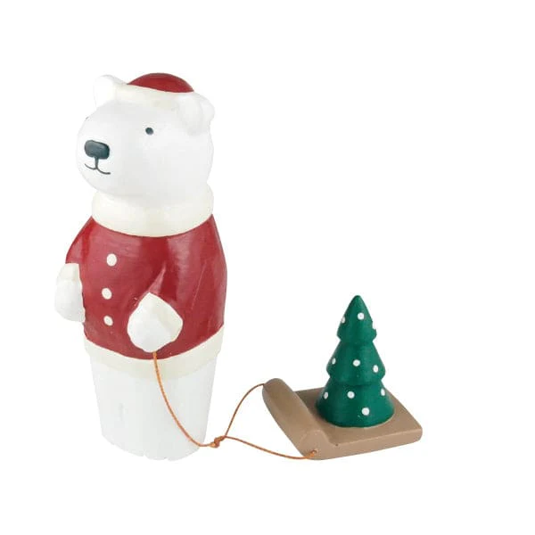 Figurine Ours Polaire Père Noël de Noël avec Sapin