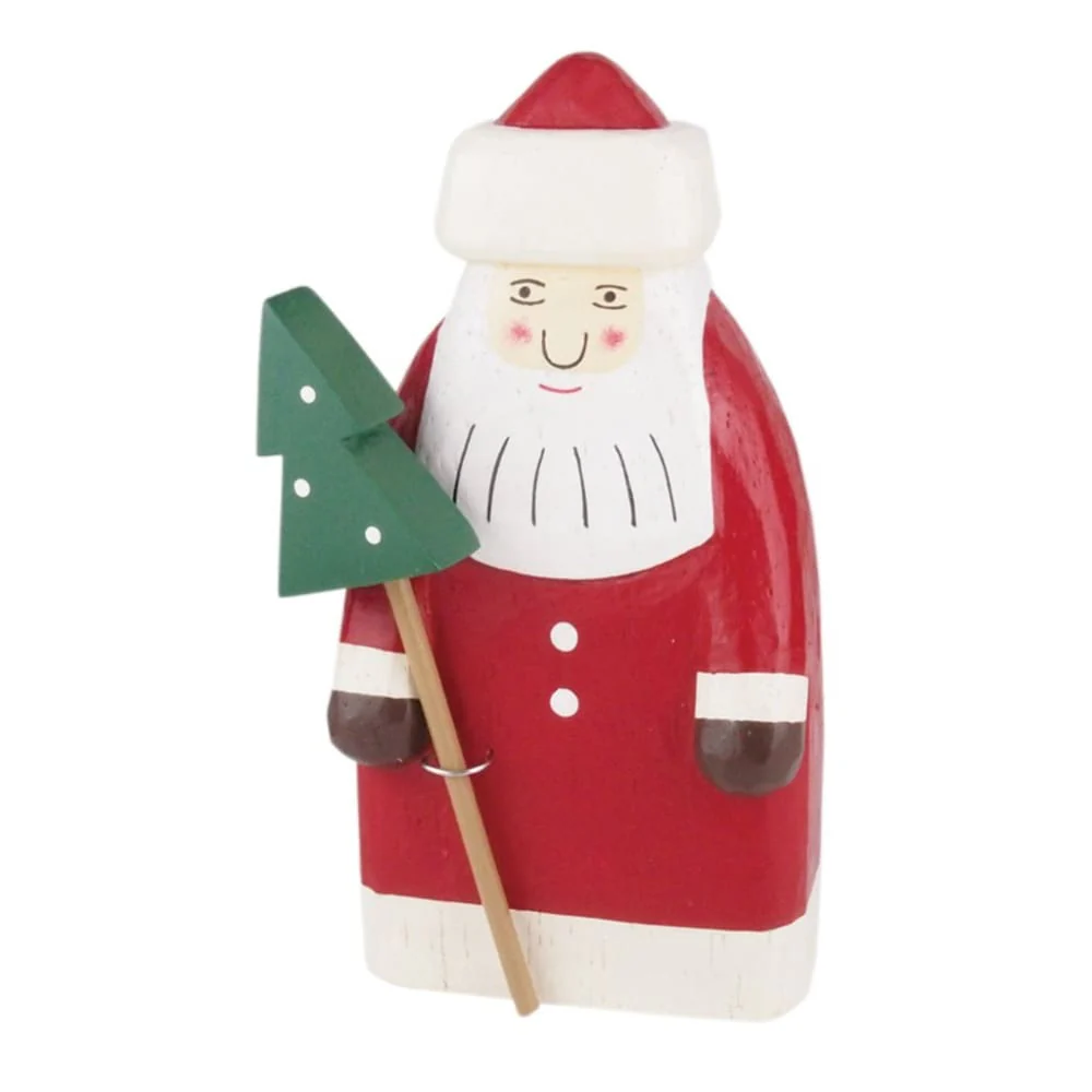 Figurine Père Noël avec Sapin en Bois