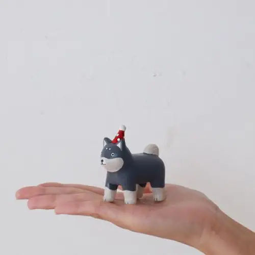 Figurine Shiba de Noël Parent en Bois - Image 2