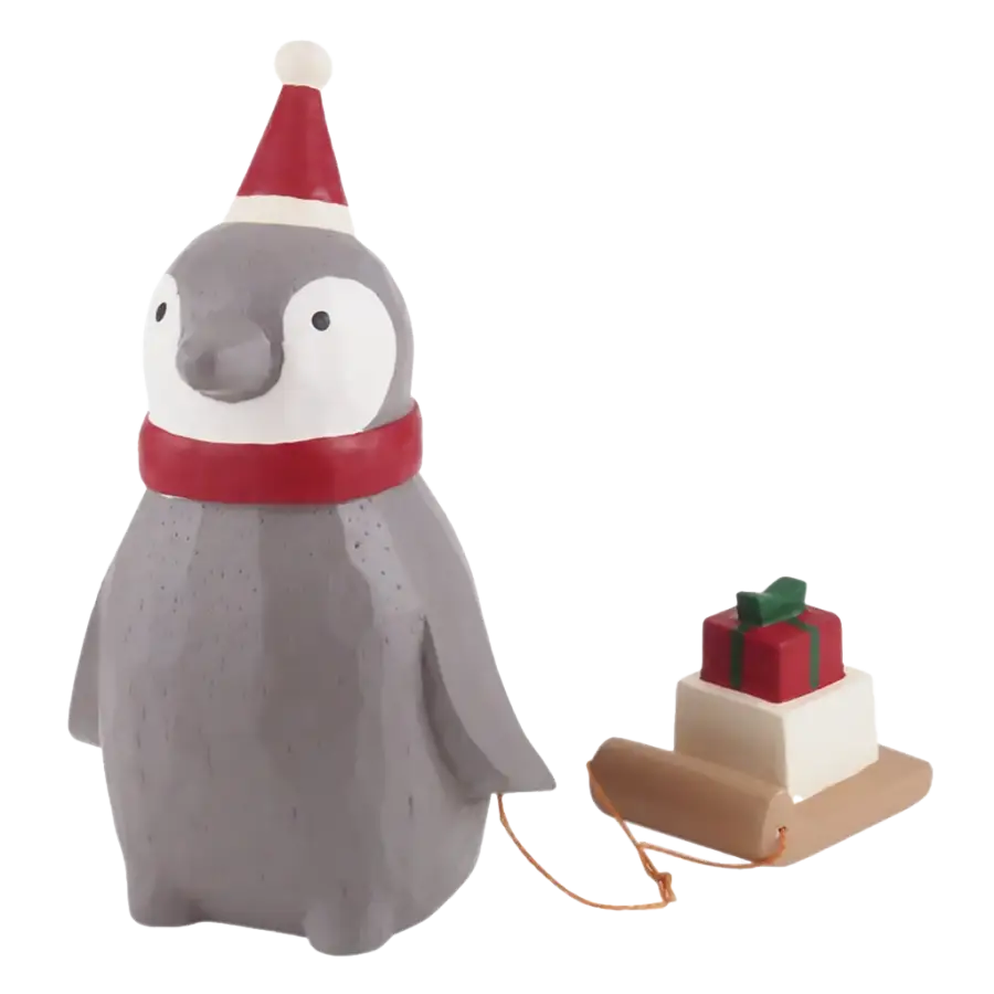 Pingouin de Noël avec cadeau en Bois