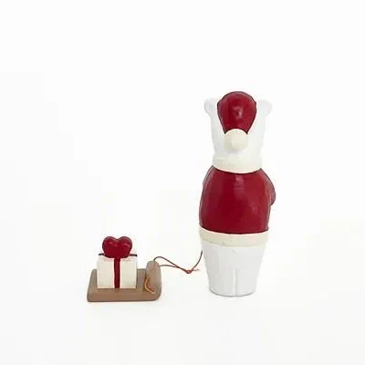 Figurine en bois â Ours polaire PĂšre NoĂ«l avec cĆur - Image 2