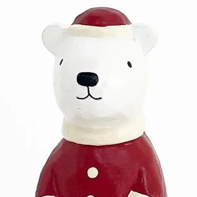 Figurine en bois â Ours polaire PĂšre NoĂ«l avec cĆur - Image 4