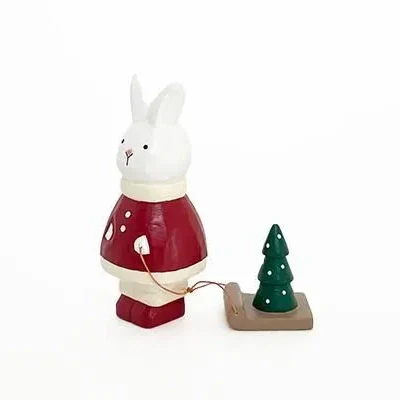 Figurine en bois â Lapin PĂšre NoĂ«l - Image 2