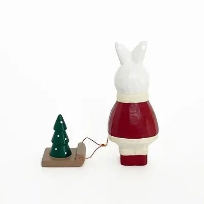 Figurine en bois â Lapin PĂšre NoĂ«l - Image 3