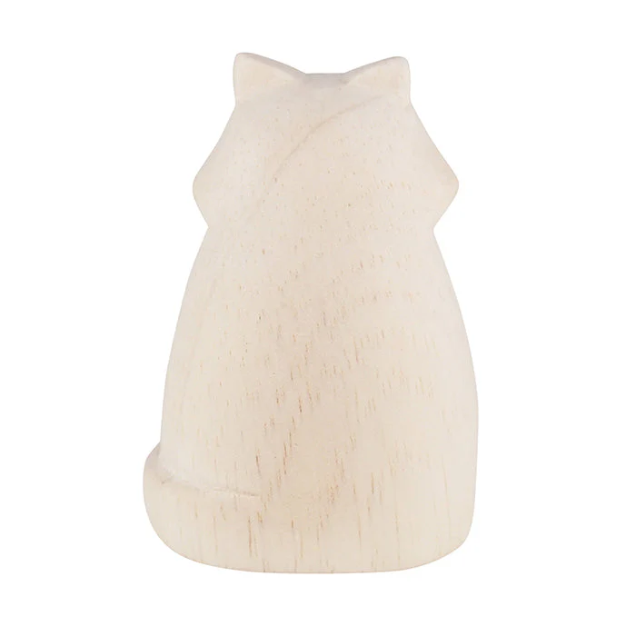 Figurine en bois – Chat blanc aux longs poils - Image 2
